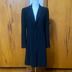 Harve Benard Black Long Dress Coat 1 Button 36” Lined Closet Staple Capsule